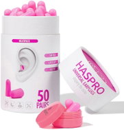 Haspro Universal špunty do uší, pěnové, 50 párů / 100 ks, růžové - Earplugs