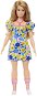 Barbie Modelka – Šaty s modrými a žltými kvetinami - Bábika