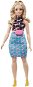 Barbie Modell - Fekete-kék ruha övtáskával - Játékbaba