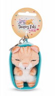 NICI Sleeping cat brown striped and basket light blue - Keychain