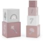 Wooden Blocks Label Label Stohovatelné kostky - Čísla růžová - Dřevěné kostky