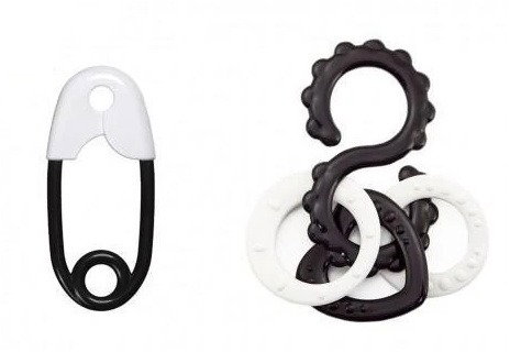 Profibaby fekete-fehér csörgő 13 cm, 2 db
