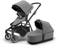 Thule Sleek + Bassinet Grey Melange on Black - Baby Buggy