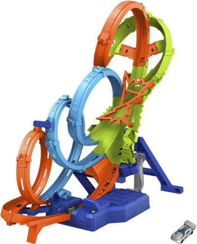 Hot Wheels Dráha se 4 smyčkami a angličákem 1:64, motorizovaný zrychlovač - Autodráha - Hlavní obrázek