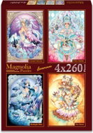 Magnolia Křišťálový jednorožec, Bílý králík, Půlnoční modř a Měsíc 4x260 dílků - Jigsaw Puzzle