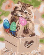 Maľovanie podľa čísel – Mačiatko a veľkonočné vajíčka - Maľovanie podľa čísel