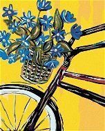Maľovanie podľa čísel – Modré kvety na bicykli - Maľovanie podľa čísel
