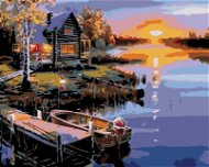 Maľovanie podľa čísel – Západ slnka nad jazerom - Maľovanie podľa čísel