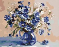 Malen nach Zahlen - Blumenstrauß aus blauen Blumen - Malen nach Zahlen