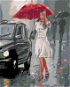 Maľovanie podľa čísel – Žena pri aute v daždi - Maľovanie podľa čísel