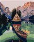 Painting by Numbers - Boat at a Cabin on a Lake in the Mountains - Painting by Numbers