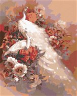Maľovanie podľa čísel – Biely páv s kvetmi - Maľovanie podľa čísel