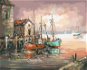 Maľovanie podľa čísel – Lode v starom prístavisku - Maľovanie podľa čísel