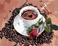Maľovanie podľa čísel – Šálka kávy a ruža - Maľovanie podľa čísel