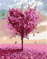 Malen nach Zahlen - Herzförmiger rosa Baum - Malen nach Zahlen