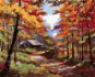 Maľovanie podľa čísel – Chalupa v jesennom lese - Maľovanie podľa čísel