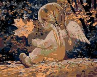 Maľovanie podľa čísel – Anjelik s copami a javorovým lístkom - Maľovanie podľa čísel