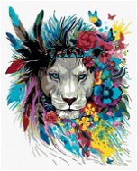 Malen nach Zahlen - Löwe mit Stirnband und Blumen - Malen nach Zahlen
