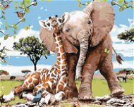 Maľovanie podľa čísel – Žirafa a sloník - Maľovanie podľa čísel