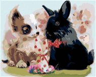 Painting by Numbers - Puppy with Black Rabbit - Painting by Numbers