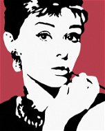 Malen nach Zahlen - Audrey Hepburn auf rotem Hintergrund - Malen nach Zahlen
