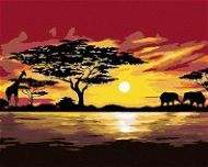 Maľovanie podľa čísel – Afrika žirafa a slony - Maľovanie podľa čísel