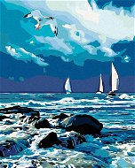 Painting by Numbers - Sailing Ship at Sea and Flying Seagull - Painting by Numbers