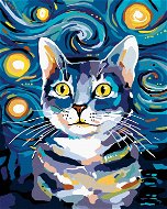 Malen nach Zahlen - Katze unter Nachthimmel - Malen nach Zahlen
