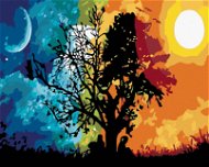 Maľovanie podľa čísel – Strom noc a deň - Maľovanie podľa čísel