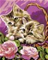 Malen nach Zahlen - Kätzchen im Korb mit rosafarbenen Rosen - Malen nach Zahlen