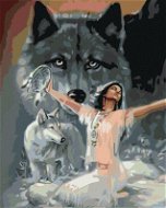 Maľovanie podľa čísel – Tancujúca indiánka s vlkom - Maľovanie podľa čísel