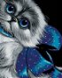 Malen nach Zahlen - Blauäugiges Kätzchen mit Schleife - Malen nach Zahlen