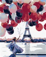 Painting by Numbers - Woman with Many Balloons at Eiffel Tower - Painting by Numbers