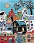 Maľovanie podľa čísel – Farebné domčeky v zime - Maľovanie podľa čísel