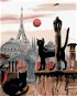 Malen nach Zahlen - Schwarze Katzen und der Eiffelturm am Horizont - Malen nach Zahlen