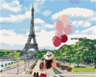 Maľovanie podľa čísel – Žena s balónikmi pred Eiffelovkou - Maľovanie podľa čísel