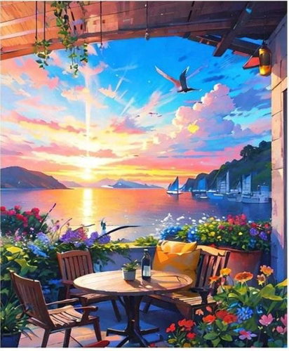 Norimpex Dům s terasou 40 × 50 cm - Painting by Numbers - Main image