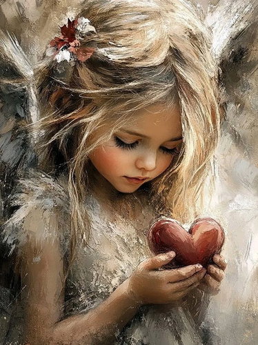Norimpex Girl with a Heart 40 × 50cm - Painting by Numbers - Main image