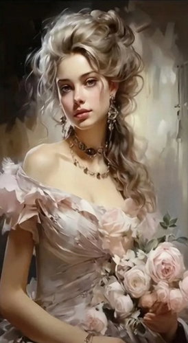 Norimpex Lady with a Bouquet 40 × 50cm - Painting by Numbers - Main image