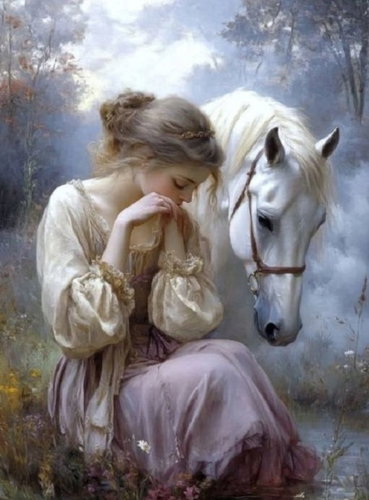 Norimpex Girl with Horse 40 × 50cm - Painting by Numbers - Main image