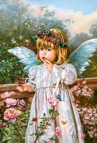 Norimpex Angel with Flowers 40 × 50cm - Painting by Numbers - Main image
