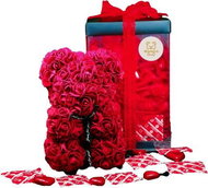 Teddy Bear Erotic Rose Teddy 25cm gift wrapped - red covered with dark red petals, condom - Rose Bear