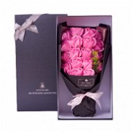 Medvídárek růžový puget z mýdlových růží v dárkovém boxu - Dárkový box