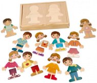 Puzzle Adam Toys Magnetic wooden jigsaw puzzle in dressing up - Girl and boy - Vkládačka