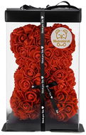 Medvedík Classic medvedík z ruží 25 cm svetlo červený darčekové balenie - Medvedík z ruží