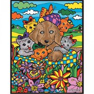 Omaľovánky Colorvelvet Zamatový obrázok Pes a mačky - Omalovánky
