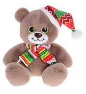 Mikrotrading Pet sitting big eyes with hat and scarf 15 cm - Soft Toy