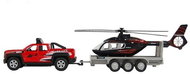 Mikrotrading Traffic off-road car 13 cm with trailer and helicopter 20 cm, metal, reverse - Toy Car Set