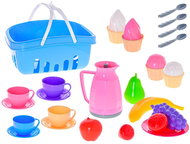 Mikrotrading Tea set in basket with 25 pieces of dishes and food in a net - Kitchenware Set