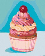 Zuty - Painting by Numbers - Cupcake With Pink Cream (Myroslava Voloschuk), 40X50 Cm, Canvas+Frame - Painting by Numbers